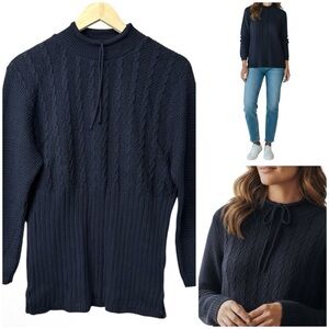 NWT Huntington Ridge Vintage Cable Knit Navy Sweater Size Small